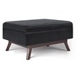 Pemberly Row Faux Air Leather Coffee Table Ottoman in Midnight Black