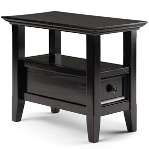 Pemberly Row Solid Wood Narrow End Table with Storage in Hickory Brown