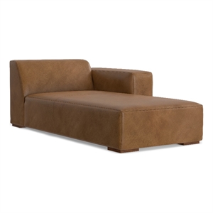 Pemberly Row Right Chaise Sofa Module in Caramel Brown Leather