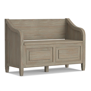 Pemberly Row Solid Wood 42&quot Entryway Storage Bench in Distressed Gray