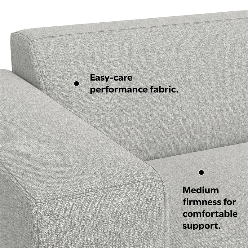 Pemberly Row Left-Arm Sofa Module in Pale Gray Performance Fabric
