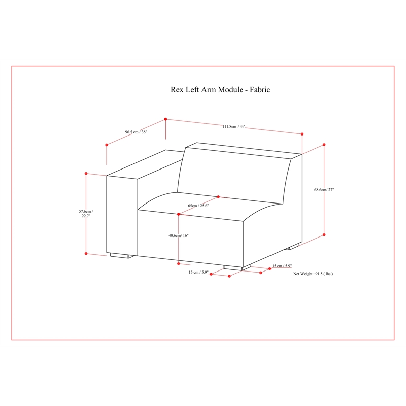 Pemberly Row Left-Arm Sofa Module in Pale Gray Performance Fabric