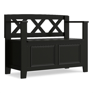 Pemberly Row Solid Wood 36 inch Entryway Storage Bench in Black
