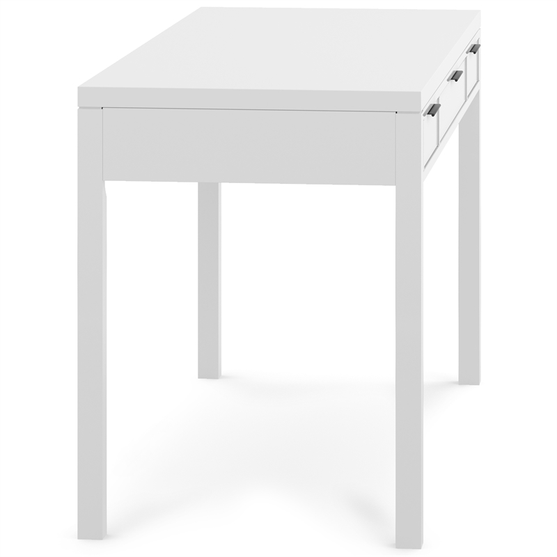 Pemberly Row Solid Wood 60 inch Office Desk with Keyboard Tray in White