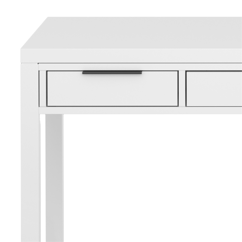 Pemberly Row Solid Wood 60 inch Office Desk with Keyboard Tray in White