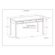 Pemberly Row Solid Wood 60 inch Office Desk with Keyboard Tray in White
