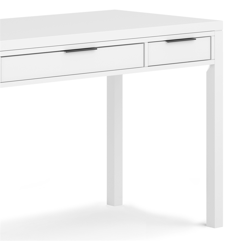 Pemberly Row Solid Wood 60 inch Office Desk with Keyboard Tray in White