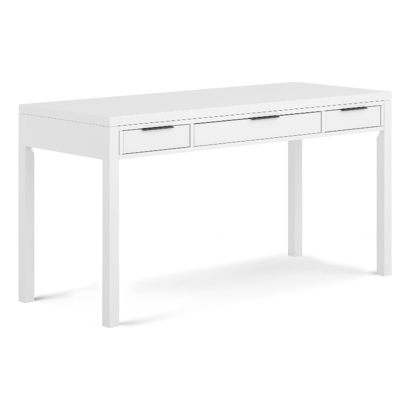 Pemberly Row Solid Wood 60 inch Office Desk with Keyboard Tray in White