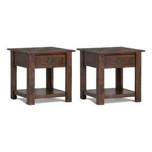 Pemberly Row 22&quot Acacia End Table Set of 2 in Distressed Charcoal Brown