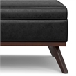 Pemberly Row Square Vegan Faux Leather Storage Ottoman in Black