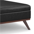 Pemberly Row Square Vegan Faux Leather Storage Ottoman in Black