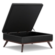 Pemberly Row Square Vegan Faux Leather Storage Ottoman in Black
