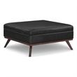Pemberly Row Square Vegan Faux Leather Storage Ottoman in Black