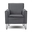 Pemberly Row Solid Wood Accent Chair with Hairpin Legs in Slate Gray