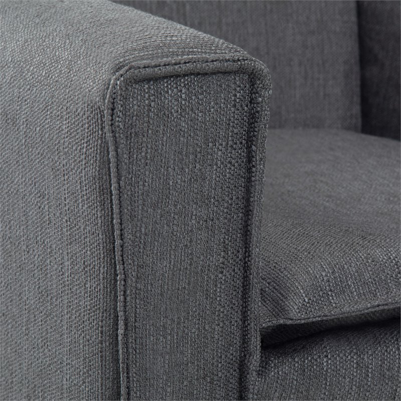Pemberly Row Solid Wood Accent Chair with Hairpin Legs in Slate Gray