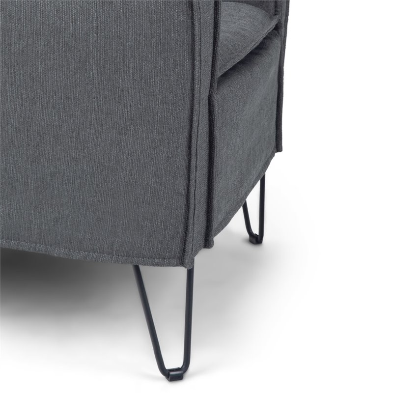 Pemberly Row Solid Wood Accent Chair with Hairpin Legs in Slate Gray