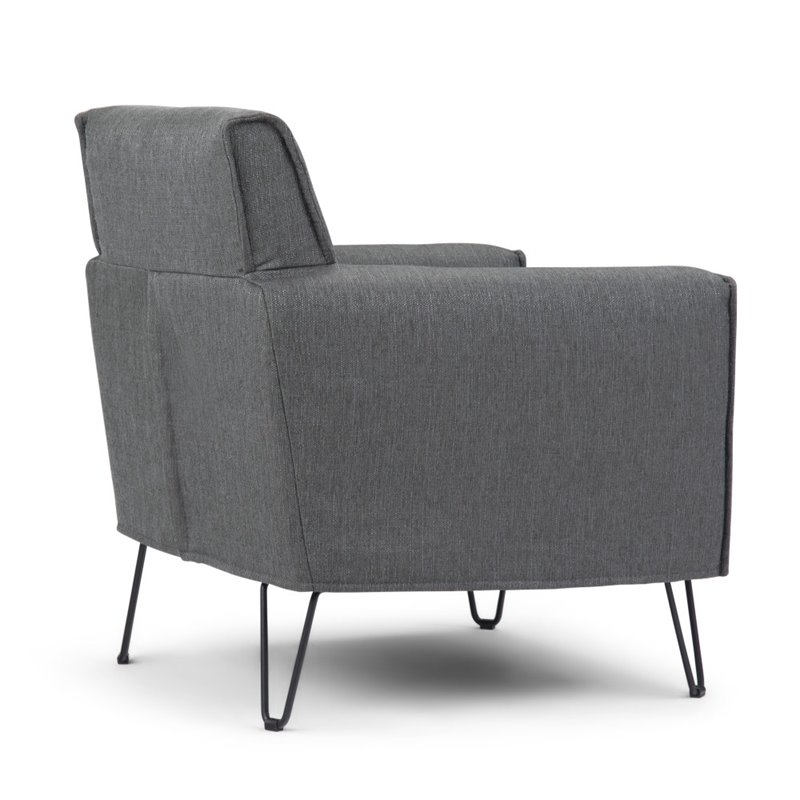 Pemberly Row Solid Wood Accent Chair with Hairpin Legs in Slate Gray