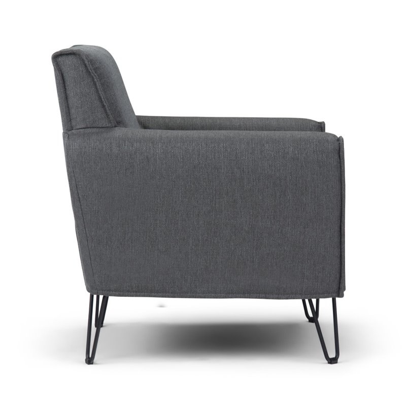 Pemberly Row Solid Wood Accent Chair with Hairpin Legs in Slate Gray