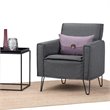 Pemberly Row Solid Wood Accent Chair with Hairpin Legs in Slate Gray