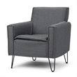 Pemberly Row Solid Wood Accent Chair with Hairpin Legs in Slate Gray