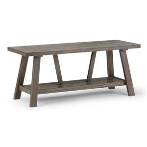 Pemberly Row Solid Wood 48&quot Industrial Entryway Bench in Driftwood