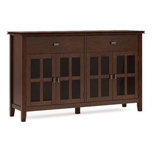 Pemberly Row 60&quot Solid Wood 4-Door Sideboard Buffet in Russet Brown