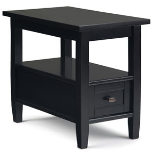 Pemberly Row Solid Wood 14&quot Transitional Narrow Side Table in Black