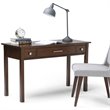 Pemberly Row Solid Wood Office Desk with Keyboard Tray in Tobacco Brown
