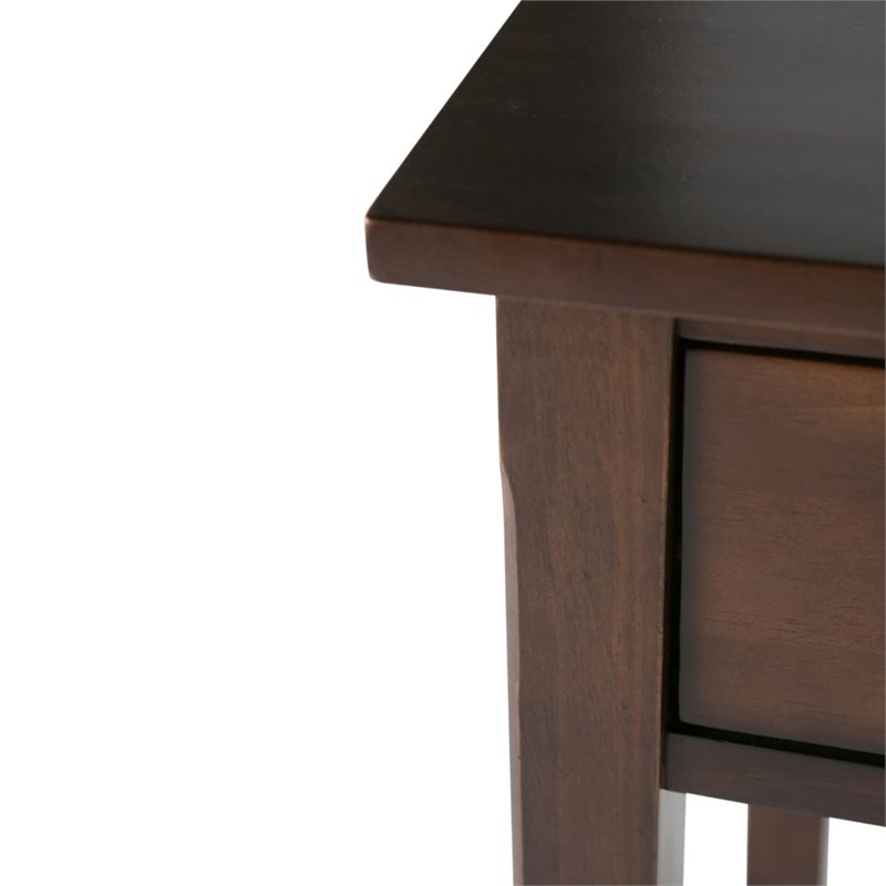 Pemberly Row Solid Wood Office Desk with Keyboard Tray in Tobacco Brown