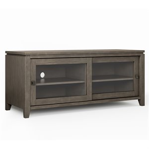 pemberly row 48&quot solid wood low tv media stand in farmhouse gray