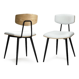Pemberly Row 30.9&quot Vegan Faux Leather Dining Chair Set of 2 in White