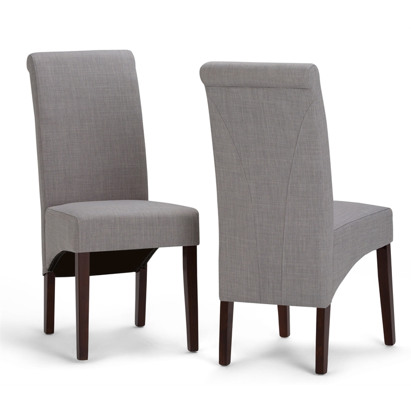 Pemberly Row Parson Dining Chair Set of 2 in Dove Gray Linen Look Fabric