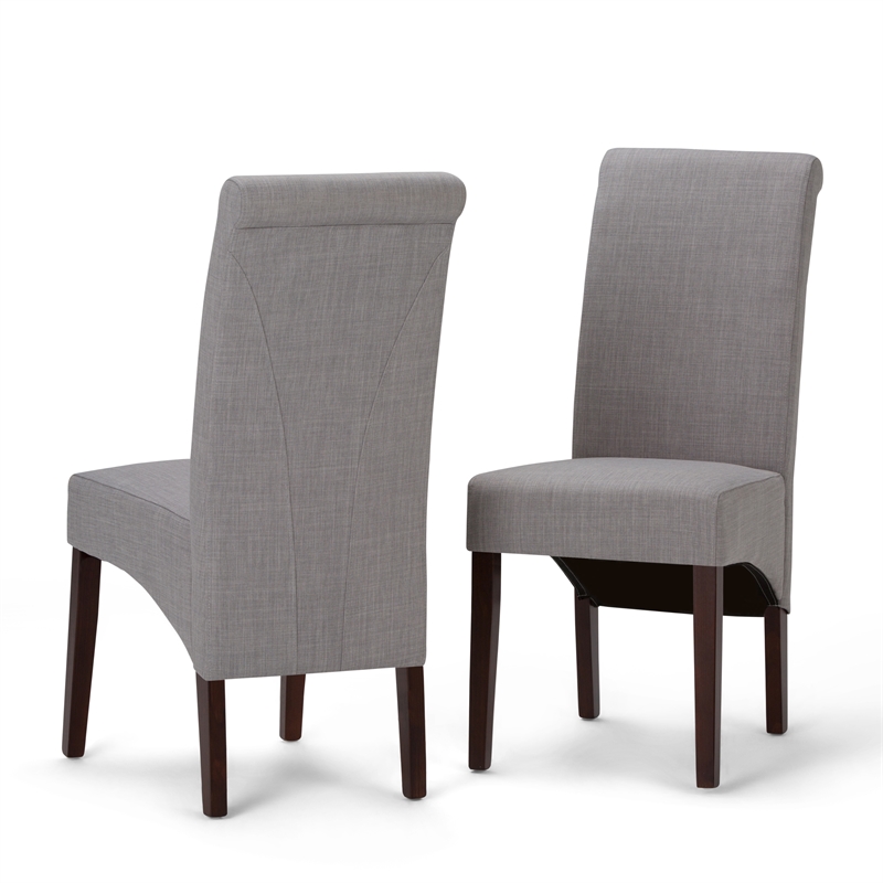 Pemberly Row Parson Dining Chair Set of 2 in Dove Gray Linen Look Fabric