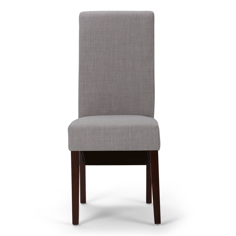Pemberly Row Parson Dining Chair Set of 2 in Dove Gray Linen Look Fabric