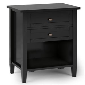 Pemberly Row Wood 24&quot Transitional Bedside Nightstand Table in Black