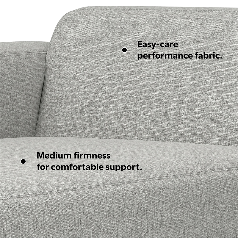 Pemberly Row Left Chaise Sofa Module in Pale Gray Performance Fabric
