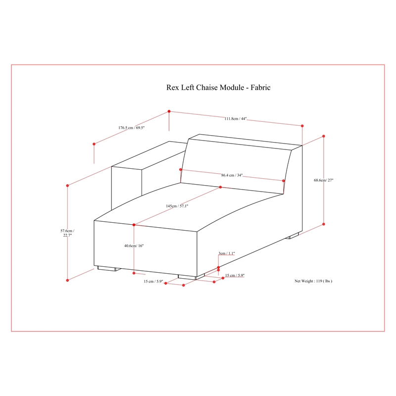 Pemberly Row Left Chaise Sofa Module in Pale Gray Performance Fabric