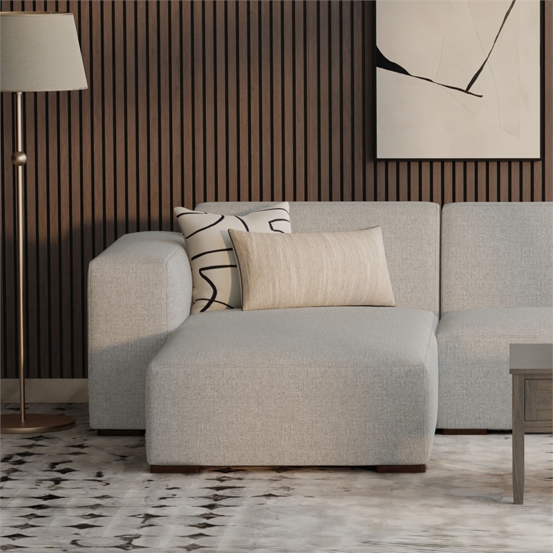 Pemberly Row Left Chaise Sofa Module in Pale Gray Performance Fabric