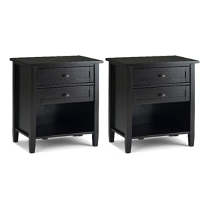 Pemberly Row 24&quot Solid Wood Night Stand Set of 2 in Hickory Brown