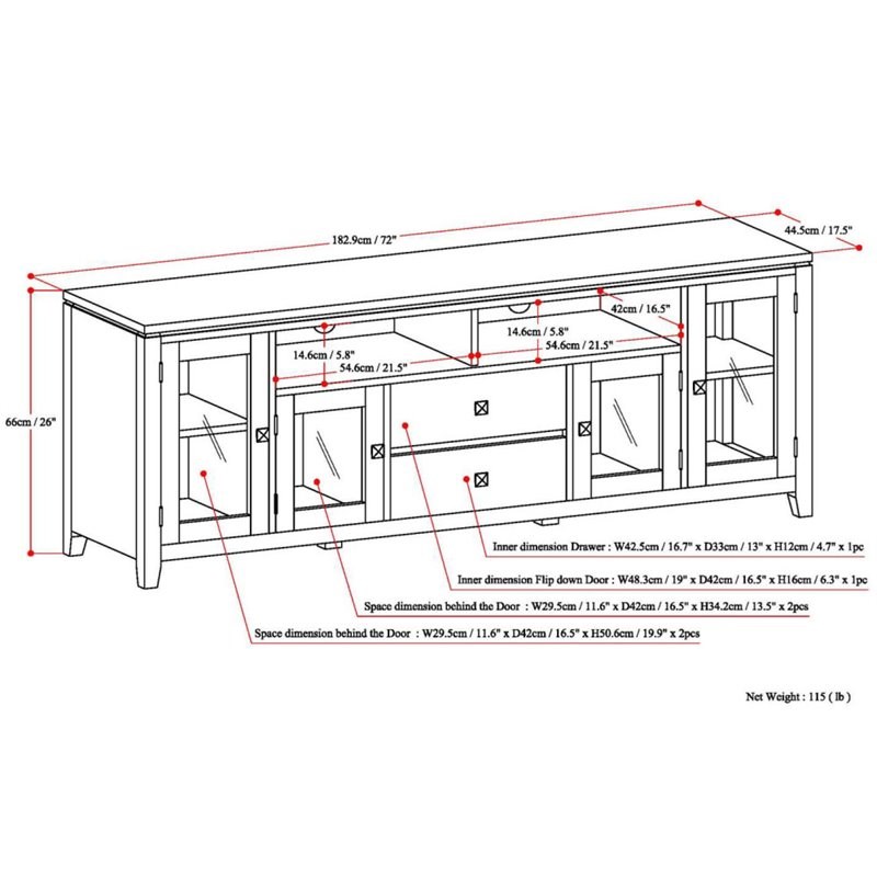 Pemberly Row Solid Wood Extra Wide 72