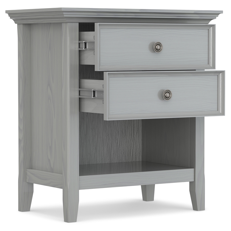Pemberly Row 24 inch Solid Wood Bedside Table Set of 2 in Fog Gray