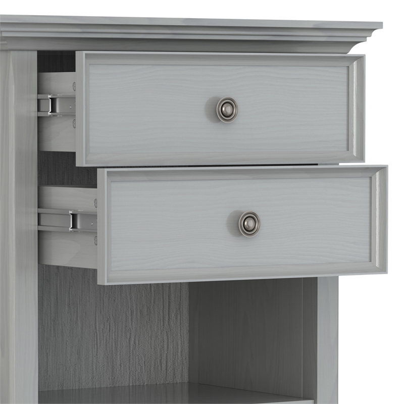 Pemberly Row 24 inch Solid Wood Bedside Table Set of 2 in Fog Gray