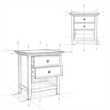 Pemberly Row 24 inch Solid Wood Bedside Table Set of 2 in Fog Gray