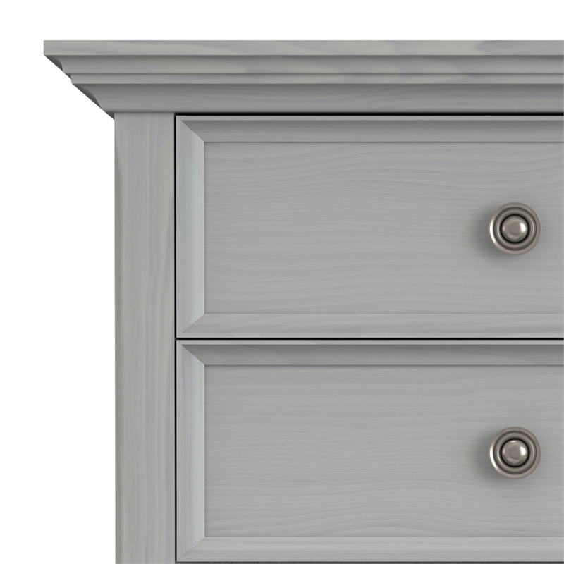 Pemberly Row 24 inch Solid Wood Bedside Table Set of 2 in Fog Gray
