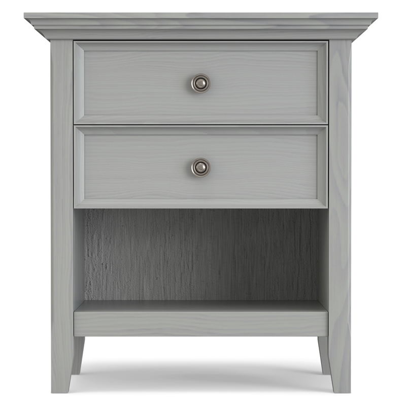 Pemberly Row 24 inch Solid Wood Bedside Table Set of 2 in Fog Gray