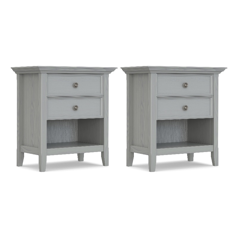 Pemberly Row 24 inch Solid Wood Bedside Table Set of 2 in Fog Gray