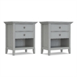 Pemberly Row 24 inch Solid Wood Bedside Table Set of 2 in Fog Gray