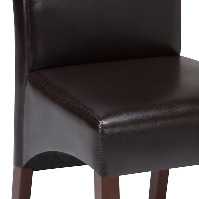 Pemberly Row Parson Dining Chair Set of 2 in Tanners Brown Faux Leather