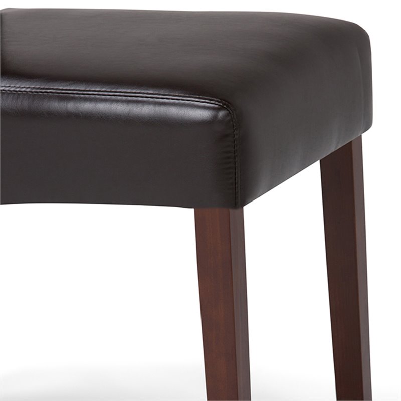 Pemberly Row Parson Dining Chair Set of 2 in Tanners Brown Faux Leather
