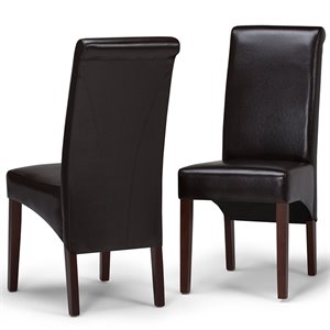 pemberly row parson dining chair set of 2 in tanners brown faux leather